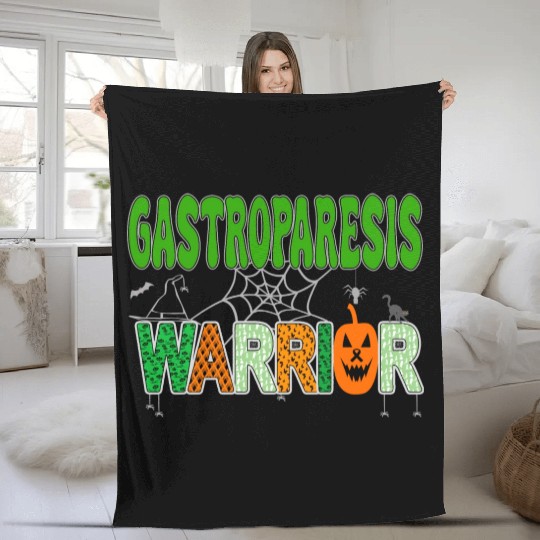 Halloween Gastroparesis Warrior green awareness Fleece Blankets