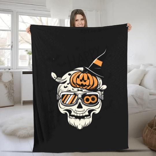 Skull Candy Punppkin Halloween Fleece Blankets