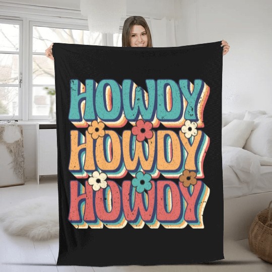 Groovy Howdy Rodeo Western Country Southern Cowgir Fleece Blankets