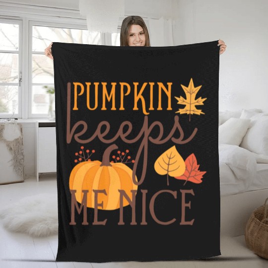 Funny Pumpkin keeps Me Nice Fleece Blankets