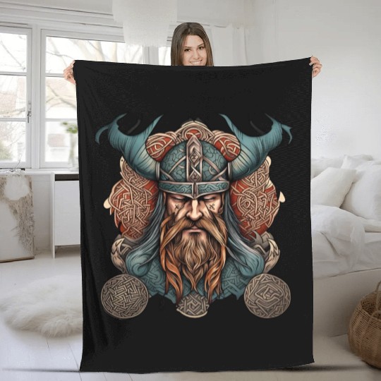 Viking / Odin / Thor / Celtic / Helmet / Nordic Fleece Blankets