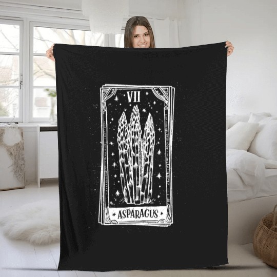 Asparagus Tarot Card - White Ink Fleece Blankets