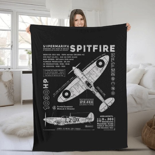 Supermarine Spitfire Fleece Blankets