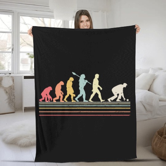 Vintage funny lawn bowls evolution of man Fleece Blankets