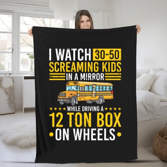 School Bus Adult Back To School Bus Driver Fleece Blankets