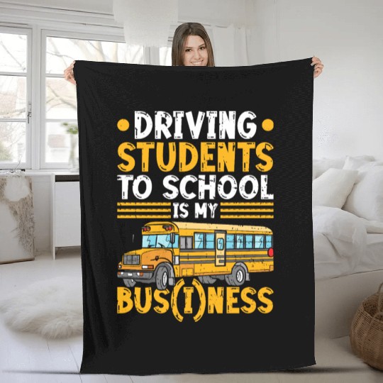 School Bus Driver Fleece Blankets