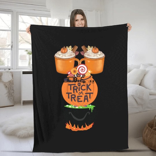 pumpkin spice trick or treat witches brew Fleece Blankets
