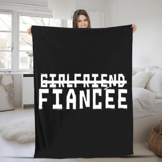 Girlfriend Fiancee Couple Engagement Engaged Fleece Blankets