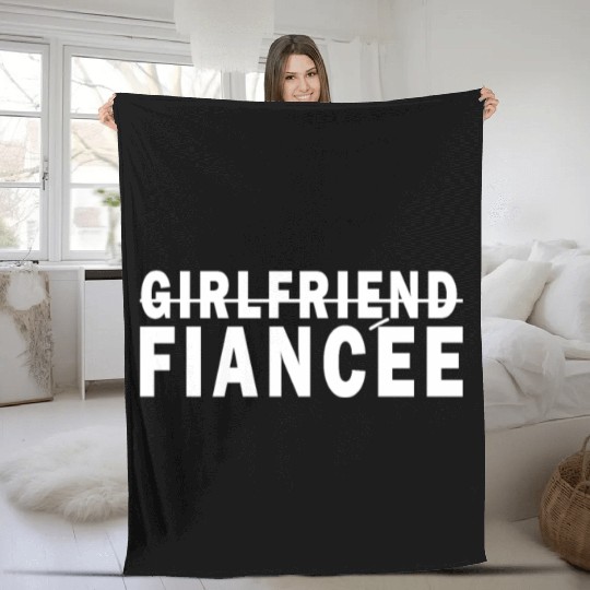 Girlfriend Fiancee Couple Engagement Engaged Fleece Blankets