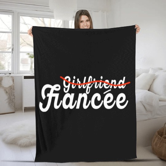 Girlfriend Fiancee Couple Engagement Engaged Fleece Blankets