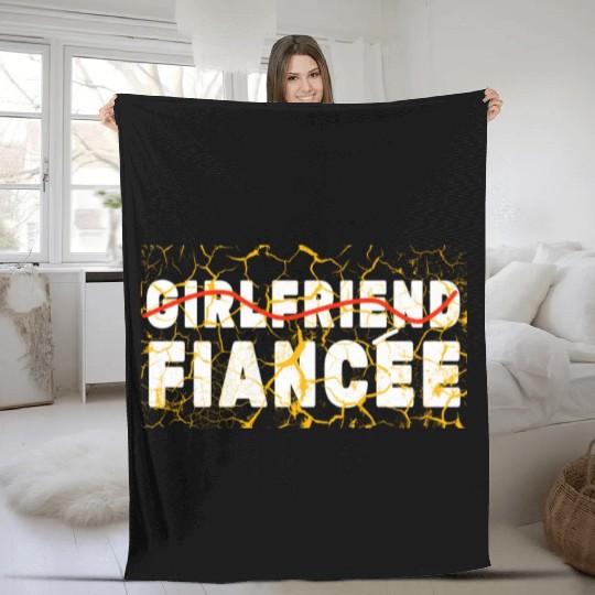 Girlfriend Fiancee Couple Engagement Engaged Fleece Blankets