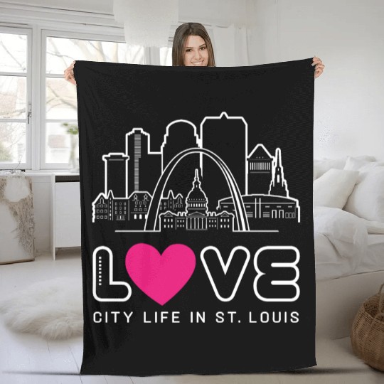 Love City Life in St. Louis Missouri Fleece Blankets