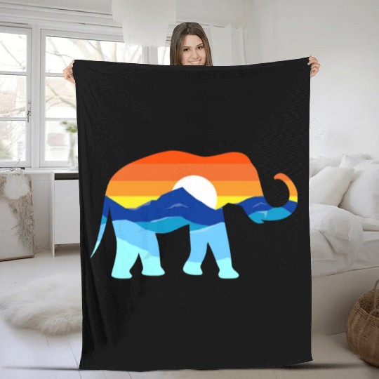 Camping Hiking Retro Mountains Outdoors Elephant Fleece Blankets