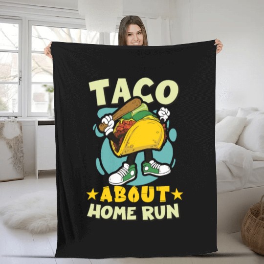Taco Mexican Food Baseball Card Baseball Player Fleece Blankets