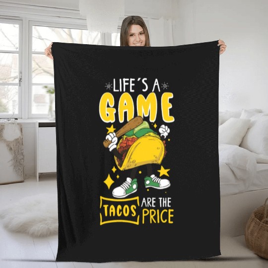 Taco Mexican Food Baseball Card Baseball Player Fleece Blankets