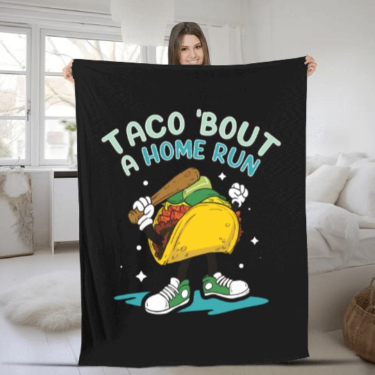 Taco Mexican Food Baseball Card Baseball Player Fleece Blankets