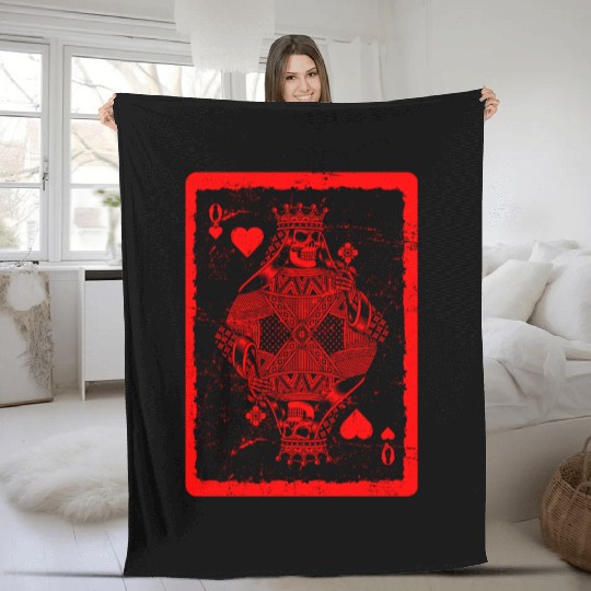 Jack of Hearts Gothic Card Games Halloween Fleece Blankets