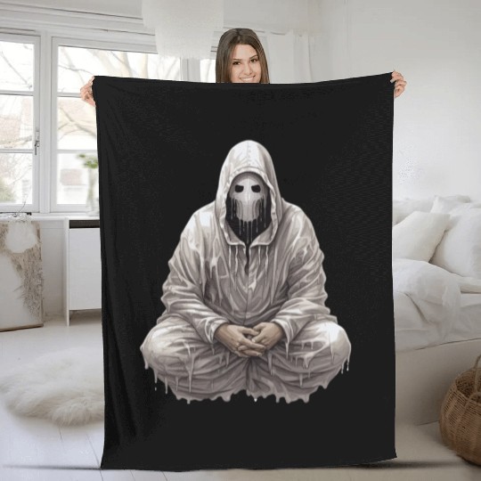 Funny Halloween Pumpkin With Cute Ghost Fleece Blankets