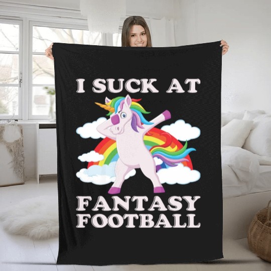 I suck at fantasy football dabbing unicorn funny Fleece Blankets