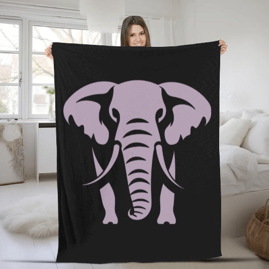Elephant Silhouette White Logo Fleece Blankets