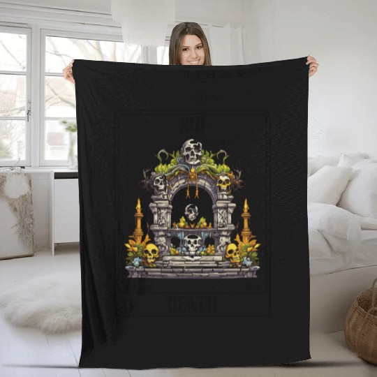 Tarot Card Death Memento Mori Skull Design Fleece Blankets