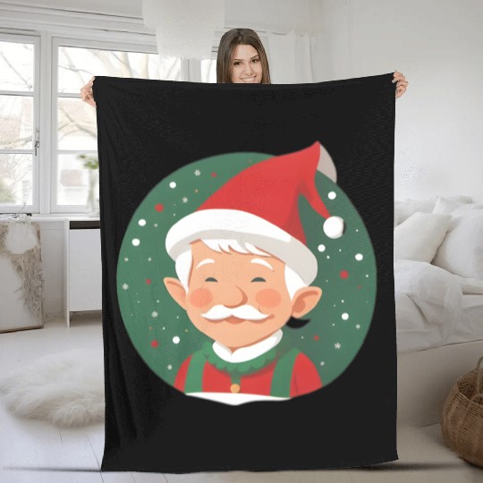 christmas happy elf Fleece Blankets