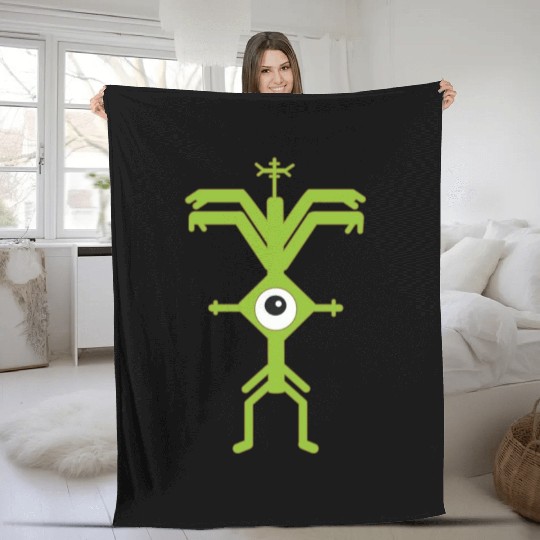 Psychedelic Man Logo green Fleece Blankets