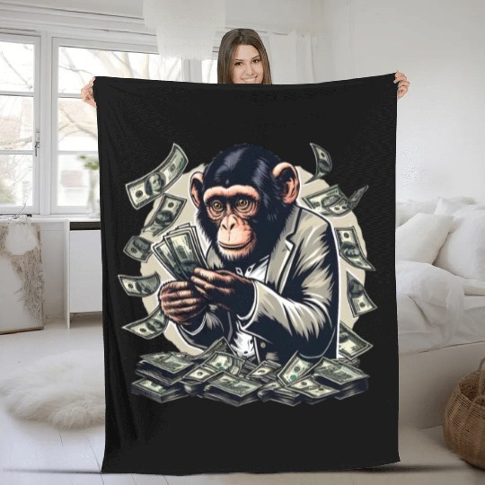 Enterprising monkey - money-counting Fleece Blankets
