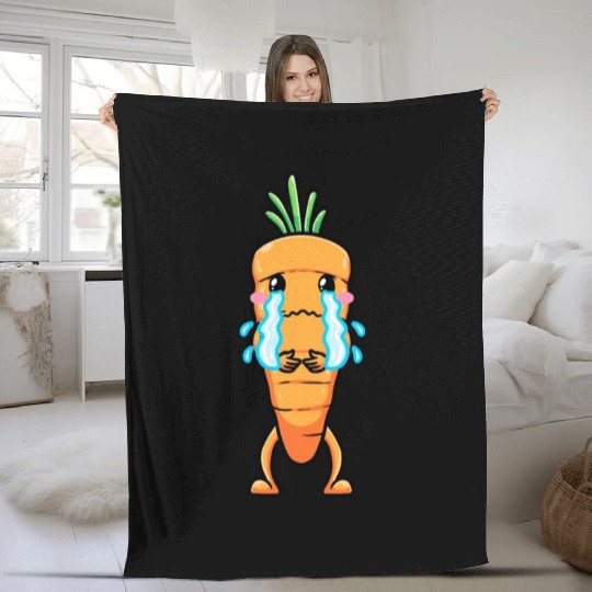 Carrot Emoticon Vegetable Vegan Vegetarian Fleece Blankets