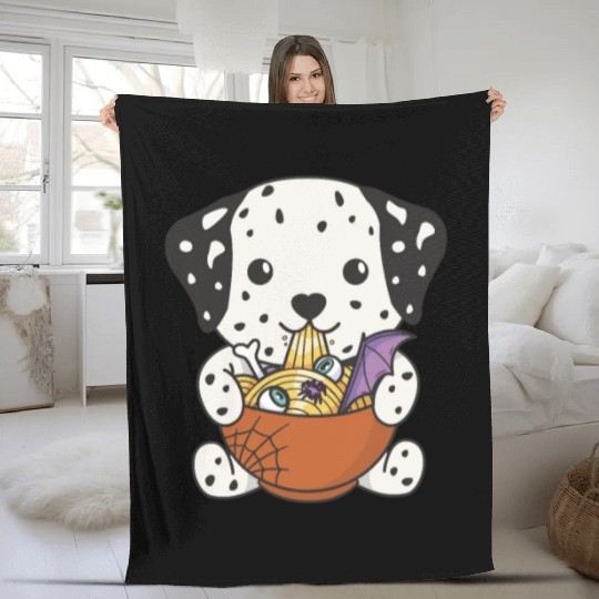 Noodles Japanese Noodles Halloween Dalmatians Fleece Blankets