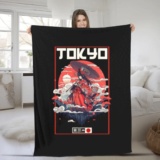 Asia 80s Japanese Retro Samurais Samurai Fleece Blankets