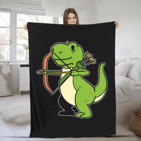 Dinosaur Archery Bowman Gift Fleece Blankets