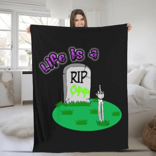 Rip Off Creepy Spooky Dark Joke Cartoon Mood Fleece Blankets