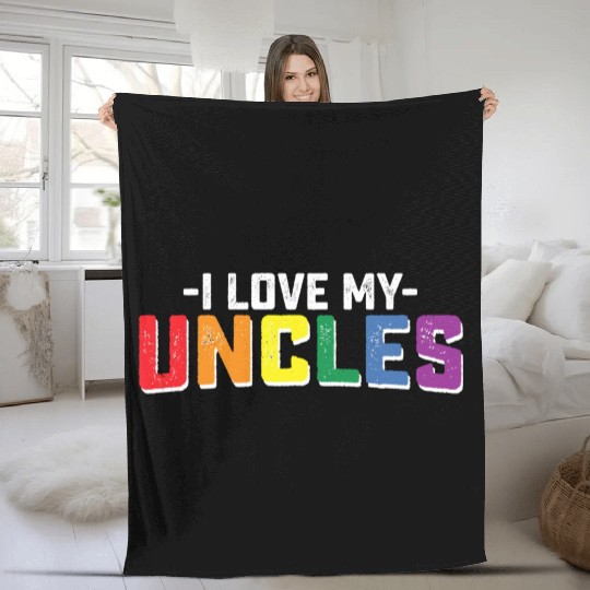 I Love My Uncles Pride Gay Lesbian Family Matching Fleece Blankets