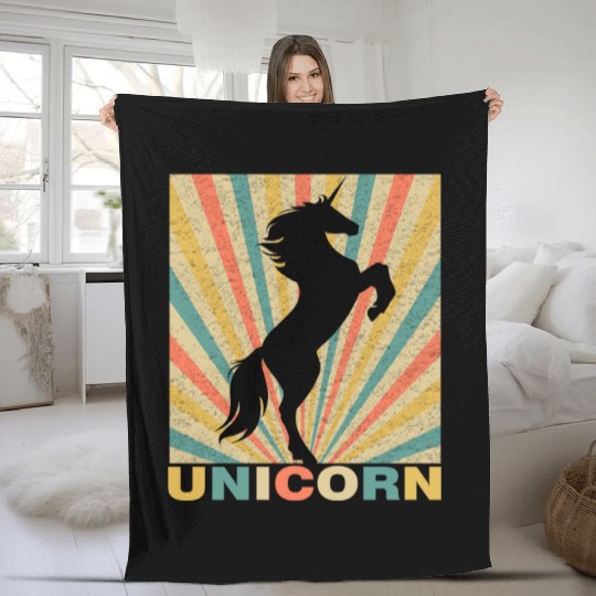 UNICORN RETRO STYLE Fleece Blankets