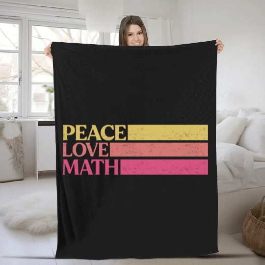 Cute Math Teacher Peace Love Math Fleece Blankets