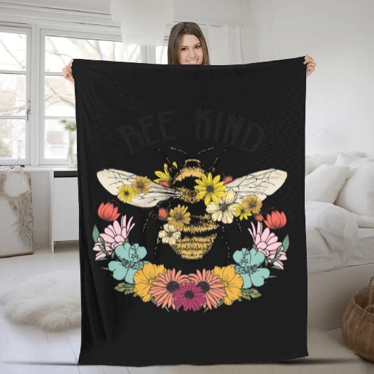 Bee Kind Wild Flower Fleece Blankets