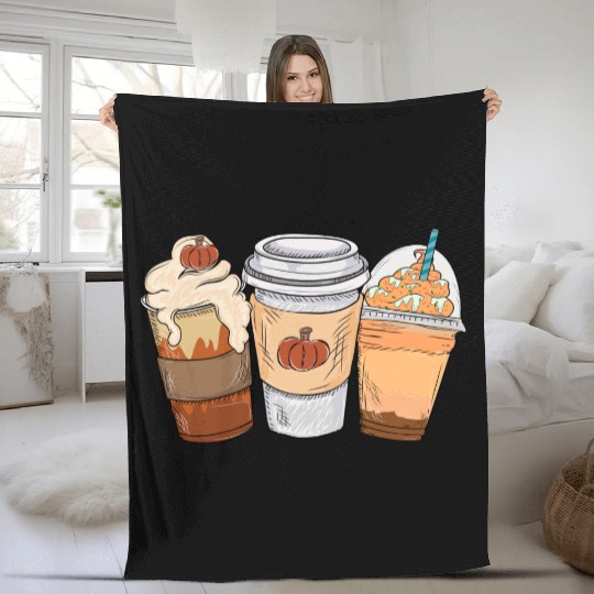 Fall Coffee Drink Thanksgiving Fleece Blankets