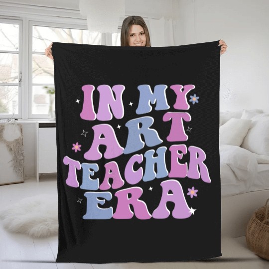 Groovy In My Art Teacher Era Art Teacher Back To Fleece Blankets