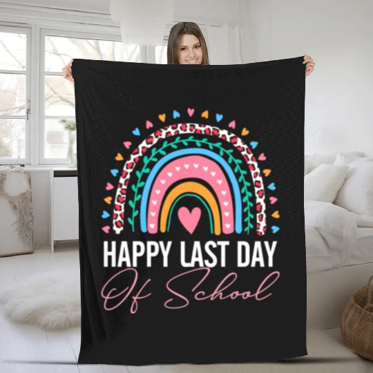 Happy Last Day Of School Teacher Student Summer Fleece Blankets