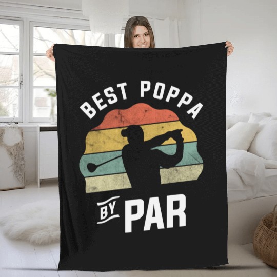 Best Poppa By Par Golf Golfer Golfing Father's Day Fleece Blankets