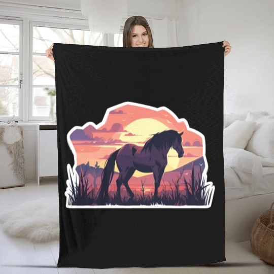Horse Horses Ross Gaul Riding Horse Head Rider Fleece Blankets