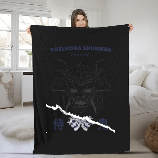 Demon Oni Samurai Vaelvora Fleece Blankets