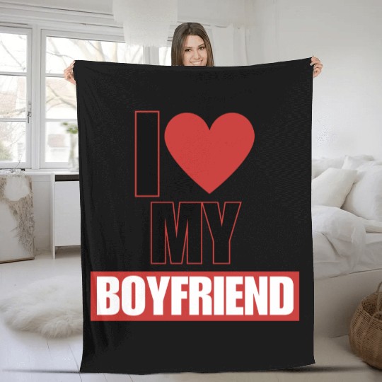 i love my boyfriend Fleece Blankets