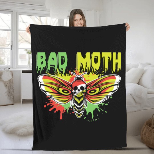 Bad moth | fancy skull colored moth art Fleece Blankets