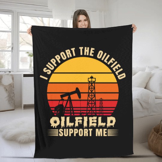 i support the oilfield oilfield support me Fleece Blankets