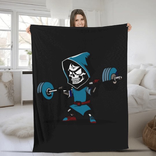 Gym Reaper, Grim Reaper Fleece Blankets halloween fitness