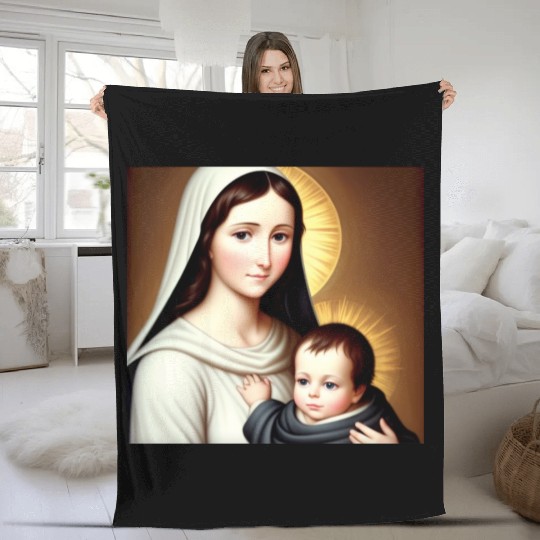 Mother Mary and Baby Jesus Fleece Blankets