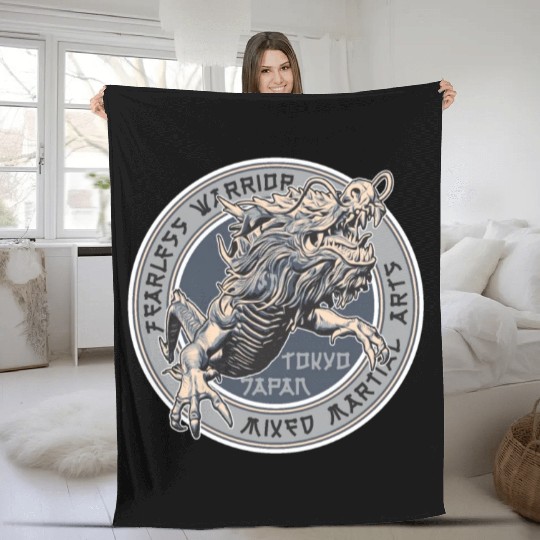 Fearless Warrıor Mixed Martia Arts Fleece Blankets