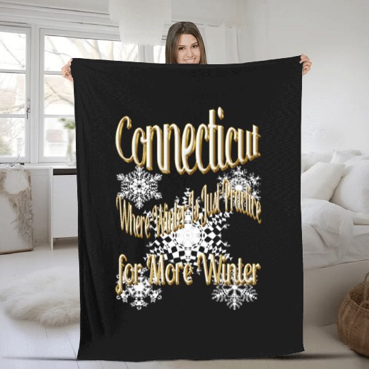 Connecticut winter Fleece Blankets